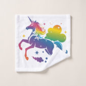 Rainbow-farbenes Einhorn-Design Badhandtuch Set (Waschlappen)