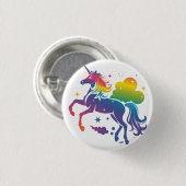 Rainbow-farbenes Einhorn-Design Button (Vorne & Hinten)