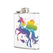 Rainbow-farbenes Einhorn-Design Flachmann (Links)
