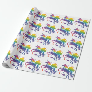 Rainbow-farbenes Einhorn-Design Geschenkpapier