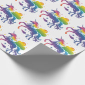 Rainbow-farbenes Einhorn-Design Geschenkpapier (Ecke)