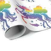 Rainbow-farbenes Einhorn-Design Geschenkpapier (Rolleneckpunkt)