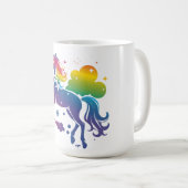 Rainbow-farbenes Einhorn-Design Kaffeetasse (VorderseiteRechts)