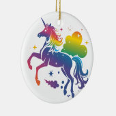 Rainbow-farbenes Einhorn-Design Keramik Ornament (Rechts)