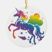 Rainbow-farbenes Einhorn-Design Keramik Ornament (Vorne)