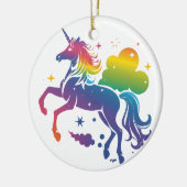 Rainbow-farbenes Einhorn-Design Keramik Ornament (Links)