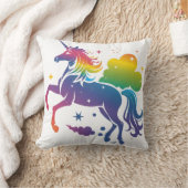 Rainbow-farbenes Einhorn-Design Kissen (Decke)