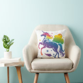 Rainbow-farbenes Einhorn-Design Kissen (Stuhl )