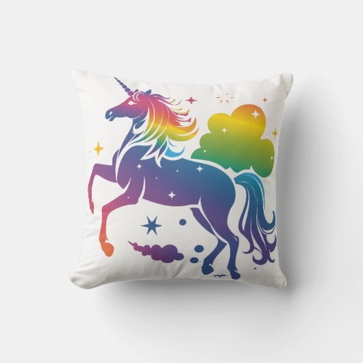 Rainbow-farbenes Einhorn-Design Kissen (Vorderseite)