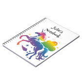 Rainbow-farbenes Einhorn-Design Notizblock (Linke Seite)