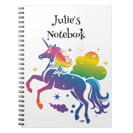Rainbow-farbenes Einhorn-Design Notizblock (Vorderseite)