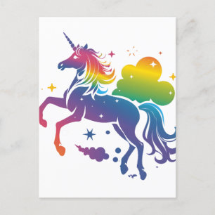 Rainbow-farbenes Einhorn-Design Postkarte