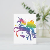 Rainbow-farbenes Einhorn-Design Postkarte (Stehend Vorderseite)