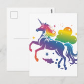 Rainbow-farbenes Einhorn-Design Postkarte (Vorne/Hinten)