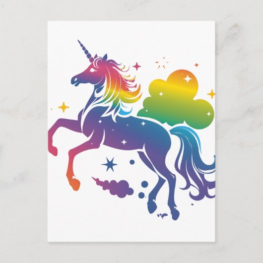 Rainbow-farbenes Einhorn-Design Postkarte (Vorderseite)
