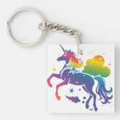 Rainbow-farbenes Einhorn-Design Schlüsselanhänger (Vorderseite)