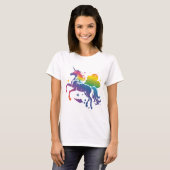 Rainbow-farbenes Einhorn-Design T-Shirt (Vorne ganz)