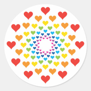 Rainbow-Farbherzen Runder Aufkleber