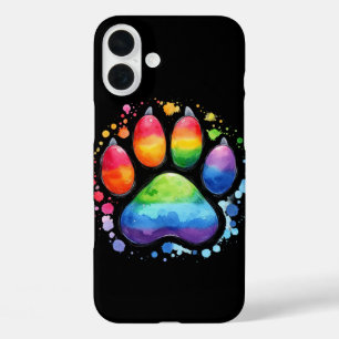 RAINBOW-FARBIERTE DOG PAINT-DRUCK iPhone 16 PLUS HÜLLE