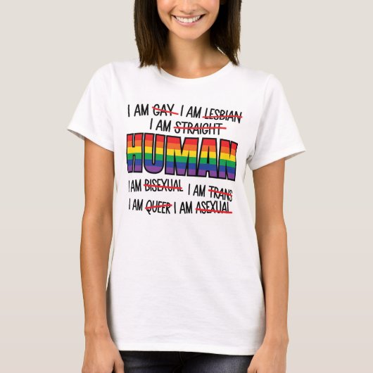 RAINBOW FARBIERTES GAY PRIDE SPRICHWORT T-Shirt (Vorderseite)