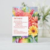 Rainbow-farbige Blume Details Umschließungskarten RSVP Karte (Stehend Vorderseite)