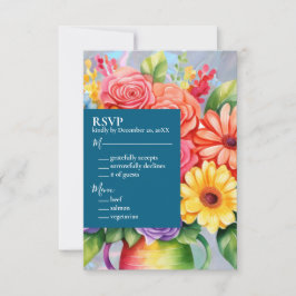 Rainbow farbige Blume Einladung Hochzeit