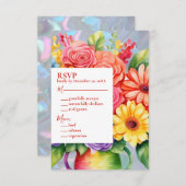 Rainbow farbige Blume Einladung Hochzeit (Vorne/Hinten)