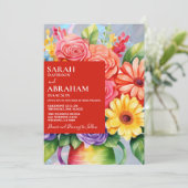 Rainbow farbige Blume Einladung Hochzeit (Stehend Vorderseite)