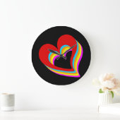 RAINBOW FARBIGE HERZEN GROßE WANDUHR (Zuhause)