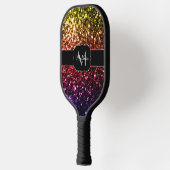 Rainbow-farbige Imitate Glitzer Glitzern Monogramm Pickleball Schläger (Links)