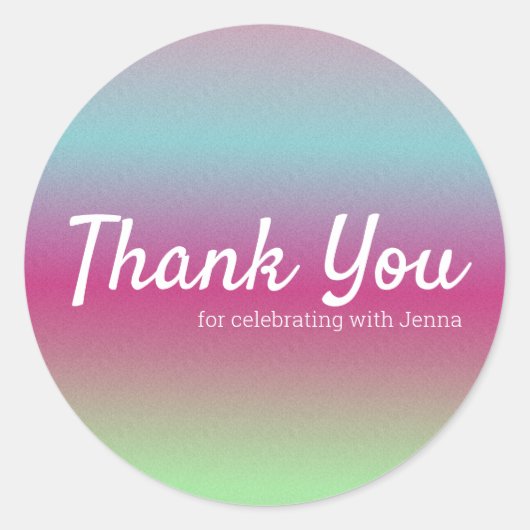 Rainbow Farbige Imitate Glitzer Rosa Blau Runder Aufkleber (Vorderseite)