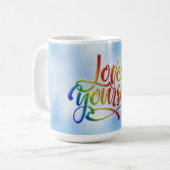 Rainbow Farbige Liebe Sie selbst Gay Pride Kaffeetasse (Vorderseite Links)