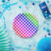 Rainbow-farbiges Prüfmuster Pappteller (Party)