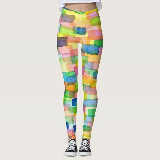 Rainbow-Farbkasten-Ziegelmuster Leggings (Vorderseite)