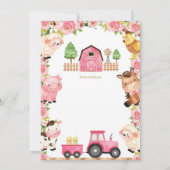 Rainbow & Farm Geburtstag für Mädchen, Landtiere Einladung (Rückseite)