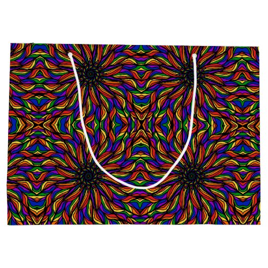 Rainbow Feather Mandala Große Geschenktüte (Rückseite)