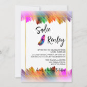 Rainbow Feather Wedding Einladung (Vorderseite)