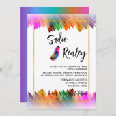Rainbow Feather Wedding Einladung (Vorne/Hinten)