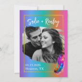 Rainbow Feather Wedding Save the Date Einladung (Rückseite)