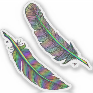 Rainbow Feathers Aufkleber