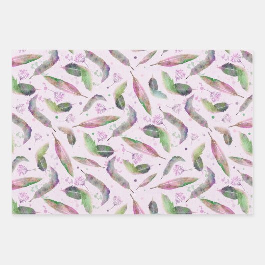 Rainbow Feathers Geschenkpapier Set (Vorderseite 2)