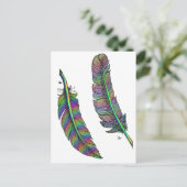 Rainbow Feathers Postkarte (Stehend Vorderseite)