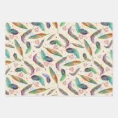 Rainbow Feathers Wrapping Paper Sheets Geschenkpapier Set (Vorderseite)