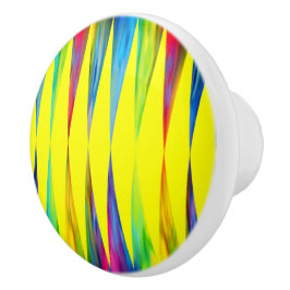 [Rainbow Fiesta] Harlequin Geometric Bright Yellow Keramikknauf