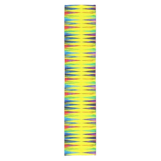 [Rainbow Fiesta] Harlequin Geometric Bright Yellow Kurzer Tischläufer (Vorderseite)