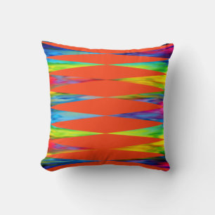 [Rainbow Fiesta] Harlequin Geometric Fiery Orange Kissen