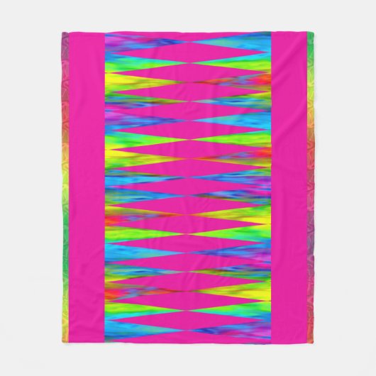 [Rainbow Fiesta] Harlequin Geometric Hot Pink Fleecedecke (Vorderseite)