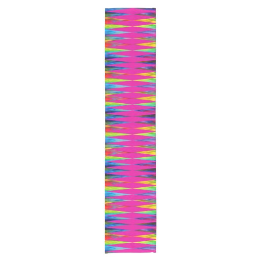 [Rainbow Fiesta] Harlequin Geometric Hot Pink Kurzer Tischläufer (Vorderseite)