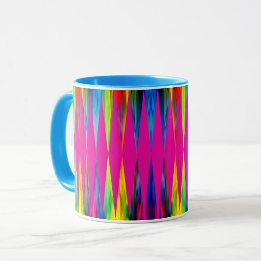 [Rainbow Fiesta] Harlequin Geometric Hot Pink Tasse (Vorderseite Links)