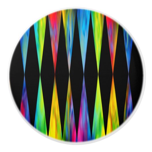 [Rainbow Fiesta] Harlequin Geometric Modern Black Keramikknauf (Vorderseite)
